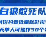 白狼敢死队最新抖音短视频批量起影视号(一天单人可操作30个号)视频课程-一米创业记