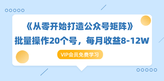 《从零开始打造公众号矩阵》批量操作20个号，每月收益大概8-12W（44节课）-一米创业记
