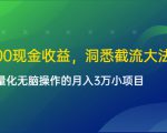单日500现金收益，洞悉截流大法，一个批量化无脑操作的月入3万小项目-一米创业记