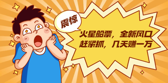 火星船票，全新风口赶紧抓，几天赚一万+摆地摊卖尾货月入一万（5个项目）-一米创业记