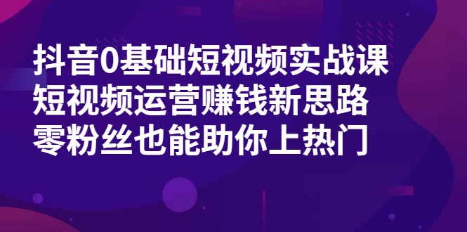 抖音0基础短视频实战课,短视频运营赚钱新思路,零粉丝也能助你上热门-一米创业记