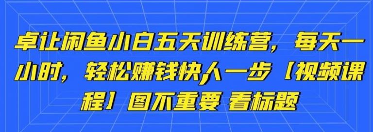卓让闲鱼小白五天训练营，每天一小时，轻松赚钱快人一步-一米创业记