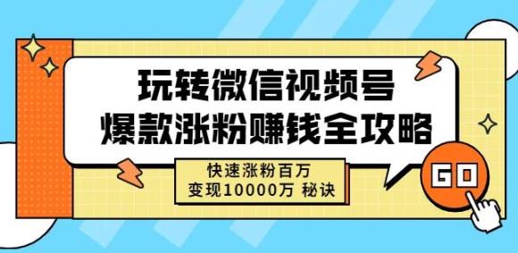 玩转微信视频号爆款涨粉赚钱全攻略，快速涨粉百万变现万元秘诀-一米创业记