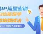 私域IP流量密训：小白也能爆单的微信赚钱法，从月薪三千到月入10000+-一米创业记