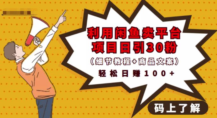 利用闲鱼卖平台项目课程资源日引流30+精准粉丝，轻松日赚100+，积累人脉可实现二次变-一米创业记