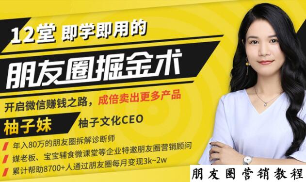 【营销必学】12堂学之即用的朋友圈掘金术：开启你的副业赚钱之路-一米创业记