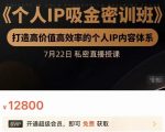 个人IP吸金密训班，打造高价值高效率的个人IP内容体系（价值12800元）-一米创业记