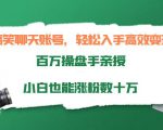 搞笑聊天账号，轻松入手高效变现，百万操盘手亲授，小白也能涨粉数十万-一米创业记