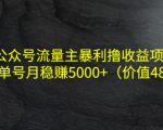 公众号流量主暴利撸收益项目，单人单号月稳赚5000+（价值480元）-一米创业记