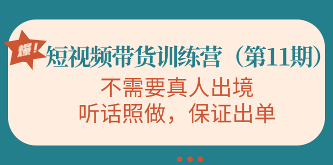 视频带货训练营，不需要真人出境，听话照做，保证出单（第11期）-一米创业记