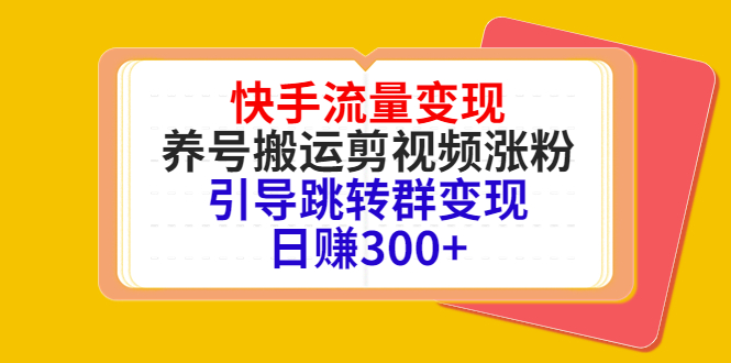 快手流量变现,养号搬运剪视频涨粉,引导跳转群变现日赚300+-一米创业记