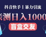 日收益1000+的交友盲盒副业丨有手就行的抖音快手暴力引流-一米创业记