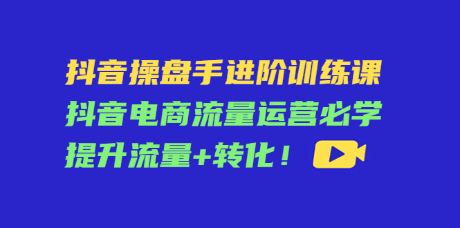 抖音操盘手进阶训练课：抖音电商流量运营必学，提升流量+转化-一米创业记