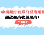 中视频计划冷门蓝海项目【二创解说】陪跑课程：播放越高收益越高-一米创业记