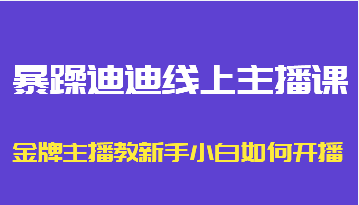 暴躁迪迪线上主播课，金牌主播教新手小白如何开播-一米创业记