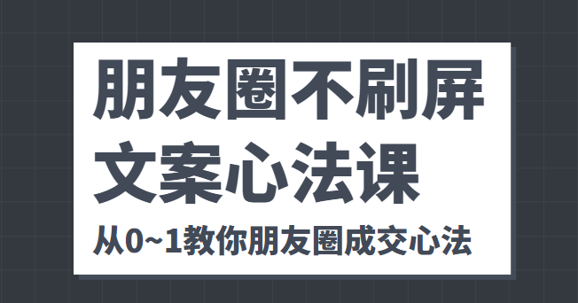 朋友圈不刷屏文案心法课 人人都要懂的商业逻辑 从0~1教你朋友圈成交心法-一米创业记