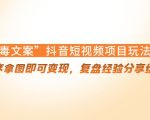 “毒文案”抖音短视频项目玩法，小程序拿图即可变现，复盘经验分享给大家-一米创业记