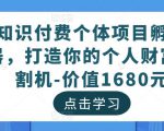 知识付费个体项目孵化器，打造你的个人财富收割机-价值1680元-一米创业记