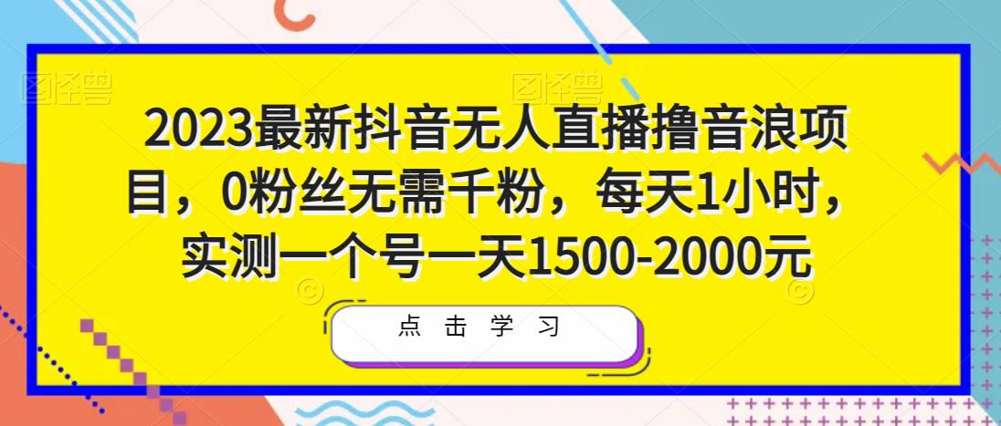 2023最新抖音无人直播撸音浪项目，0粉丝无需千粉，每天1小时，实测一个号一天1500-2000元-一米创业记