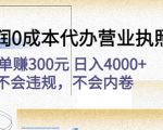 高利润0成本代办营业执照项目：一单赚300元日入4000+不会违规，不会内卷-一米创业记