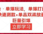 万相台·单爆玩法，单爆打造流程+单品快速测款+单品双渠放量+単品巨量引爆-一米创业记