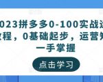 2023拼多多0-100实战运营教程，0基础起步，运营知识一手掌握-一米创业记