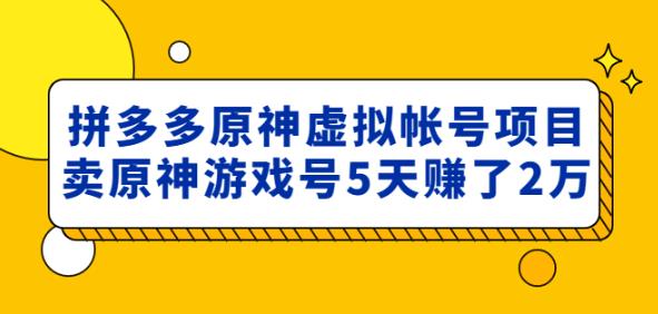 外面卖2980的拼多多原神虚拟帐号项目：卖原神游戏号5天赚了2万-一米创业记