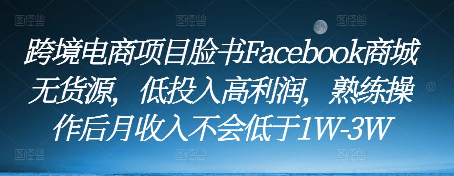 跨境电商项目脸书Facebook商城无货源，低投入高利润，熟练操作后月收入不会低于1W-3W-一米创业记