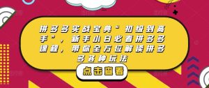 拼多多实战宝典“初级到高手”，新手小白必看拼多多课程，带你全方位解读拼多多各种玩法-一米创业记