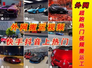 外面收费398元外网超跑豪车汽车视频搬运至快手抖音上热门项目,只需一步手机就可以操作-一米创业记