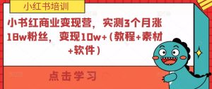 小书红商业变现营，实测3个月涨18w粉丝，变现10w+(教程+素材+软件)-一米创业记