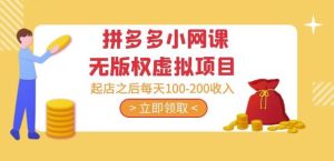 黄岛主·拼多多小网课无版权虚拟项目分享课：起店之后每天100-200收入-一米创业记