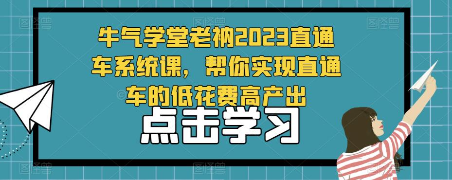 牛气学堂老衲2023直通车系统课，帮你实现直通车的低花费高产出-一米创业记
