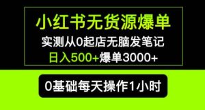 小红书无货源爆单实测从0起店无脑发笔记爆单3000+长期项目可多店-一米创业记