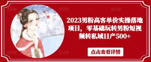 2023男粉高客单价实操落地项目，零基础玩转男粉短视频转私域日产500+-一米创业记
