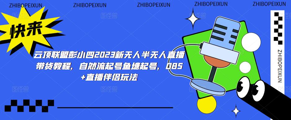云顶联盟彭小四2023新无人半无人直播带货教程,自然流起号鱼塘起号,OBS+直播伴侣玩法-一米创业记