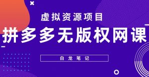 【白龙笔记】拼多多无版权网课项目，月入5000的长期项目，玩法详细拆解【揭秘】-一米创业记