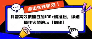 抖音高效截流日加100+精准粉，详细操作实战演示【揭秘】-一米创业记