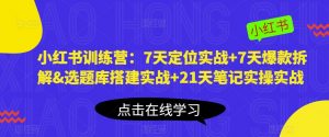 小红书训练营：7天定位实战+7天爆款拆解&选题库搭建实战+21天笔记实操实战-一米创业记