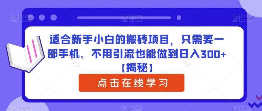 适合新手小白的搬砖项目，只需要一部手机、不用引流也能做到日入300+【揭秘】-一米创业记