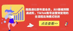 路路通社群年度会员，从0基础到精通进阶，TikTok账号运营到变现的全流程出海模式培训-一米创业记