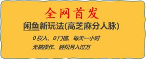 闲鱼新玩法(高芝麻分人脉)0投入0门槛,每天一小时，轻松月入过万【揭秘】-一米创业记