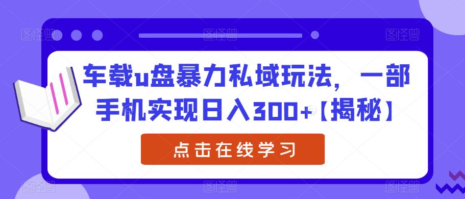 车载u盘暴力私域玩法,一部手机实现日入300+【揭秘】-一米创业记
