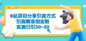 B站项目分享引流方式，引流精准创业粉，实测日引30-50【揭秘】-一米创业记