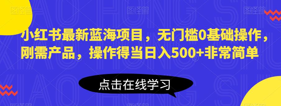 小红书最新蓝海项目，无门槛0基础操作，刚需产品，操作得当日入500+非常简单【揭秘】-一米创业记