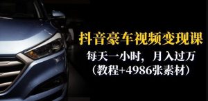 抖音豪车视频变现分享课：每天一小时，月入过万（教程+4986张素材）-一米创业记