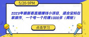 2023年最新看直播赚钱小项目，适合宝妈在家操作，一个号一个月赚1000多（揭秘）-一米创业记