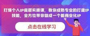 蟹老板·打爆个人IP底层实操课，教你成熟专业的打造IP技能，全方位带你做成一个能商业化IP-一米创业记