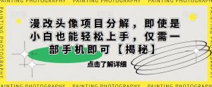 漫改头像项目分解，即使是小白也能轻松上手，仅需一部手机即可【揭秘】-一米创业记