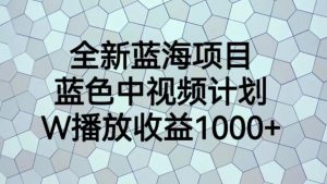 全新蓝海项目，蓝色中视频计划，1W播放量1000+【揭秘】-一米创业记